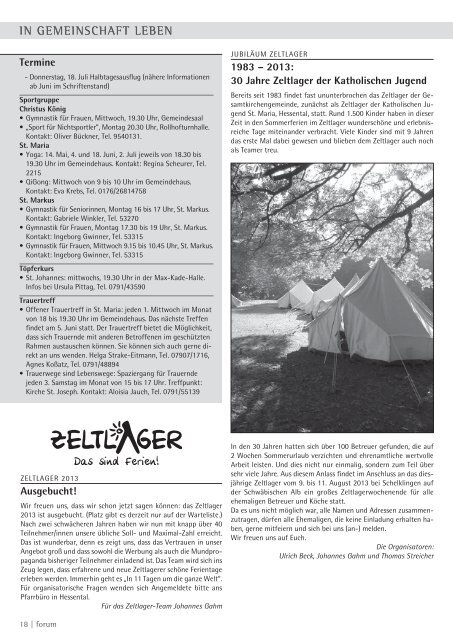 Ausgabe 3/2013 Mai - Juli 2013 - Gesamtkirchengemeinde SchwÃ¤bisch Hall