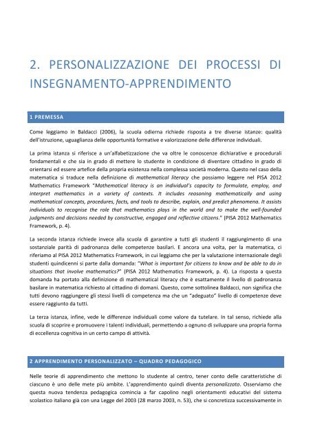 2. personalizzazione dei processi di insegnamento-apprendimento