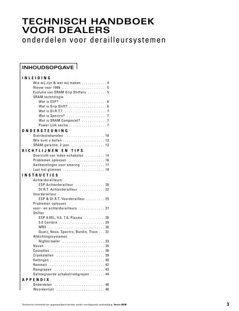 TECHNISCH HANDBOEK VOOR DEALERS - voor de fiets