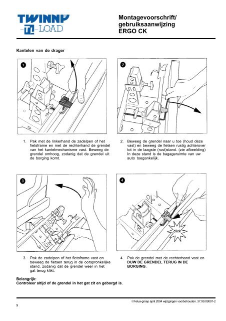 Montagevoorschrift/ gebruiksaanwijzing ERGO CK - Alles voor de fiets