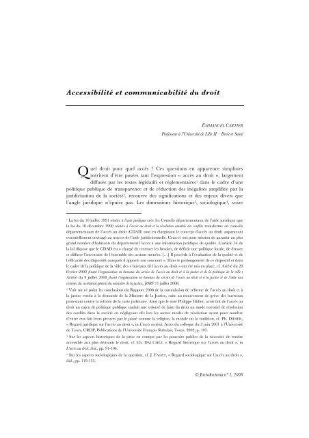 AccessibilitÃ© et communicabilitÃ© du droit - Jurisdoctoria