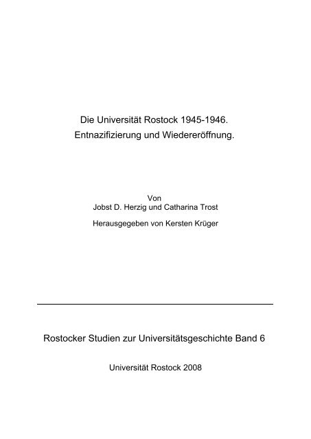 Die Universität Rostock 1945-1946 ... - RosDok - Universität Rostock