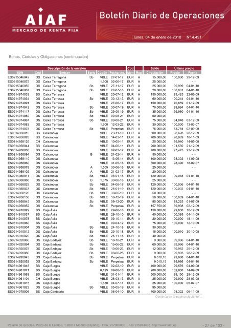 El boletÃ­n diario de operaciones recoge las ... - BME Renta Fija