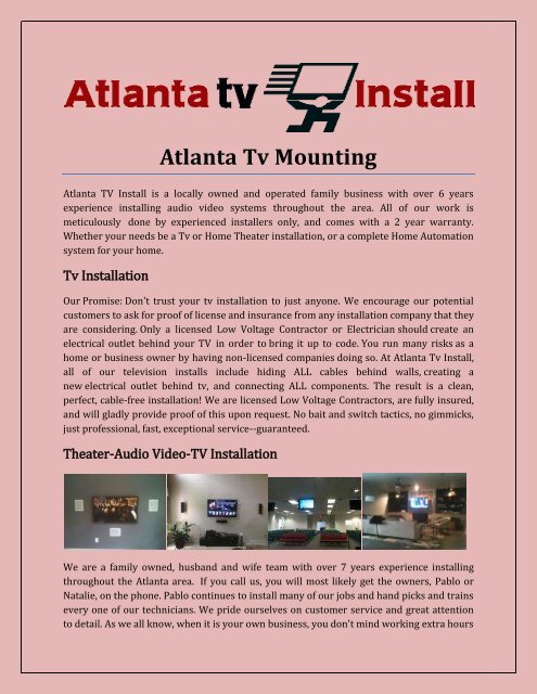 Atlanta Tv Mounting