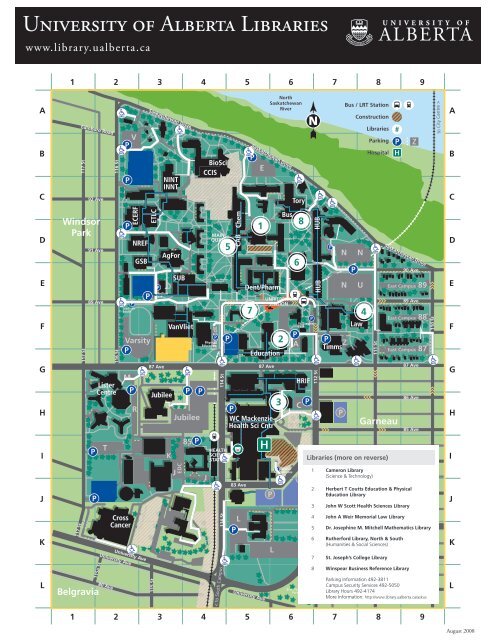 Campus Map University Of Alberta Libraries