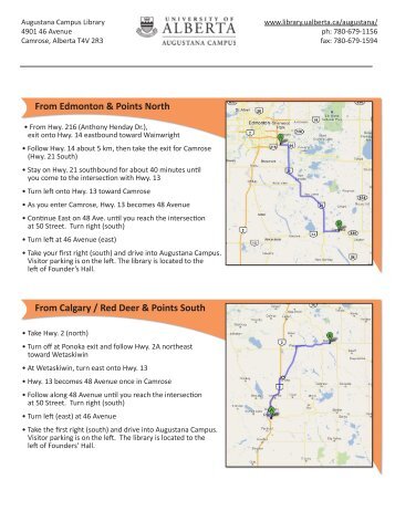 printable driving directions with maps pdf university of alberta