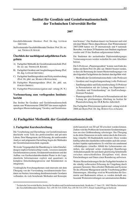 vii berichte von fachinstituten an universitäten und technischen