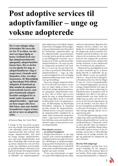 Medlemsblad for Adoption & Samfund Februar 2009 * 33. Ã¥rgang Nr. 1