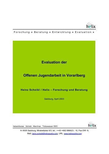 Evaluation der Offenen Jugendarbeit in Vorarlberg - Helix