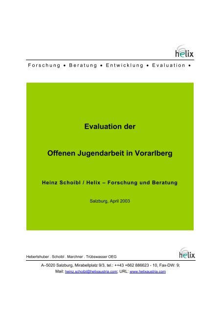 Evaluation der Offenen Jugendarbeit in Vorarlberg - Helix