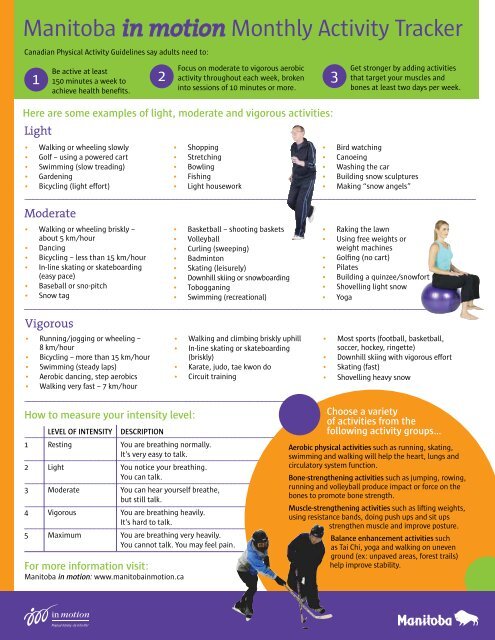 In Motion Physical Activity Tracker For Adults Manitoba In Motion