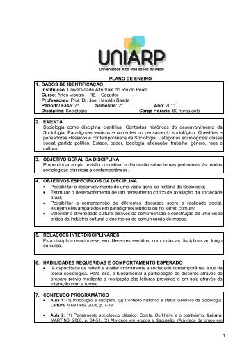 plano sociologia.pdf - Uniarp