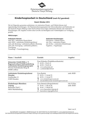 Kinderhospizarbeit in Deutschland - Deutsche Hospiz Stiftung