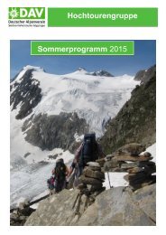 Hochtourengruppe Sommerprogramm 2015