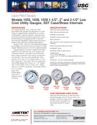 US Gauge Model 1555 / 1558 / 1559 Pressure Gauges - Instrumart