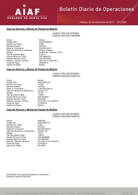 El boletÃ­n diario de operaciones recoge las ... - BME Renta Fija