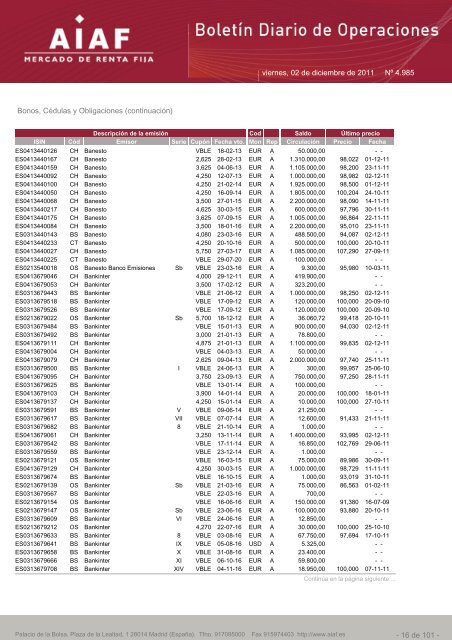 El boletÃ­n diario de operaciones recoge las ... - BME Renta Fija