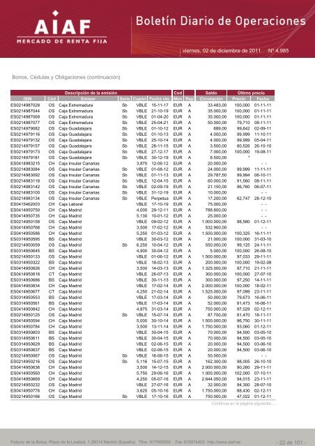 El boletÃ­n diario de operaciones recoge las ... - BME Renta Fija