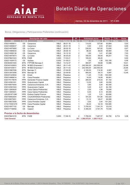 El boletÃ­n diario de operaciones recoge las ... - BME Renta Fija