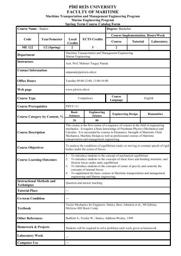 Statics - Piri Reis Ãniversitesi