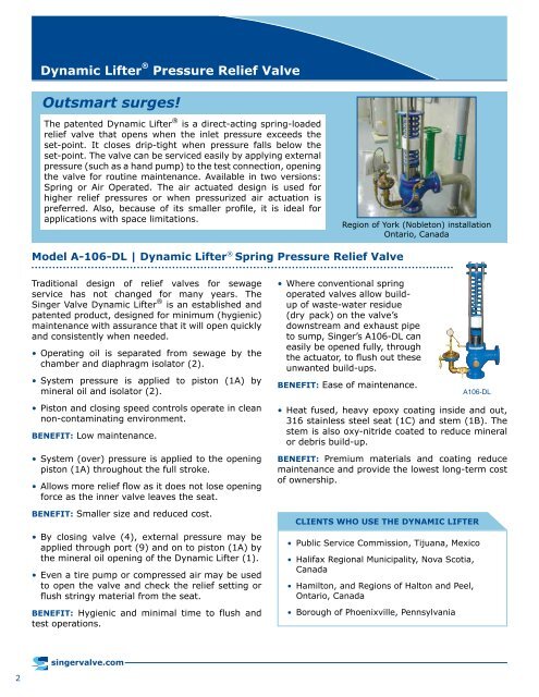 Dynamic LifterÂ® Pressure Relief Valve - Singer Valve Inc.