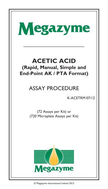 ACETIC ACID - Megazyme