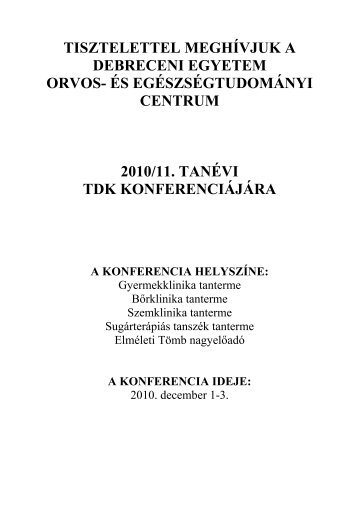 ProgramfÃ¼zet (PDF) - DE OEC TudomÃ¡nyos DiÃ¡kkÃ¶ri TanÃ¡cs