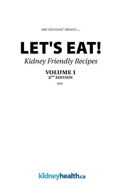 Kidney Friendly Recipes - Kidney Health | Manitoba Renal Program