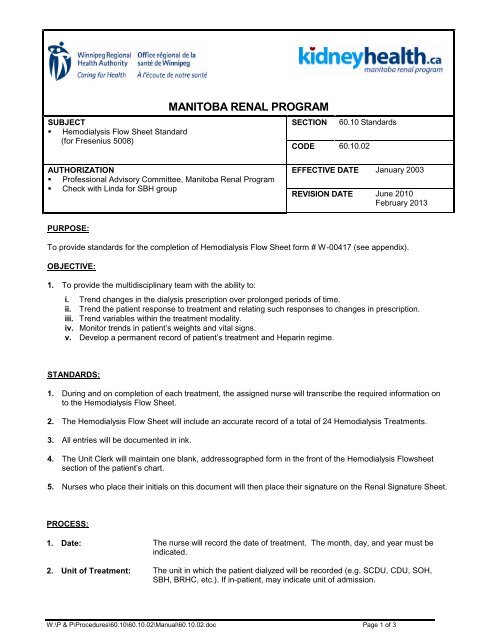 Hemodialysis Flow Sheet