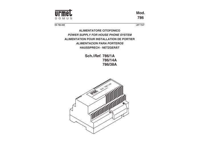 Mod. 786 Sch./Ref. 786/1A 786/14A 786/38A