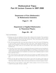 Mathematical Tripos Part III Lecture Courses in 2007-2008