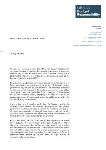 Letter to HM Treasury & Cabinet Office - Office for Budget ...
