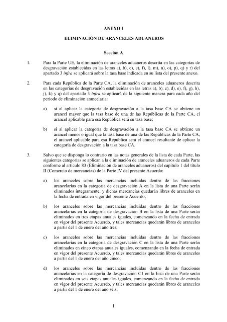 1 Anexo I Eliminacia N De Aranceles Aduaneros Seccia N