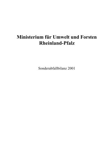Sonderabfallbilanz 2001 Rheinland-Pfalz