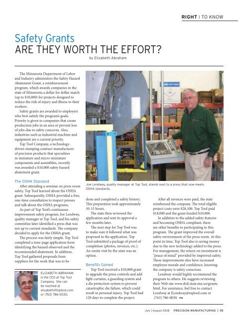 July / August - Minnesota Precision Manufacturing Association