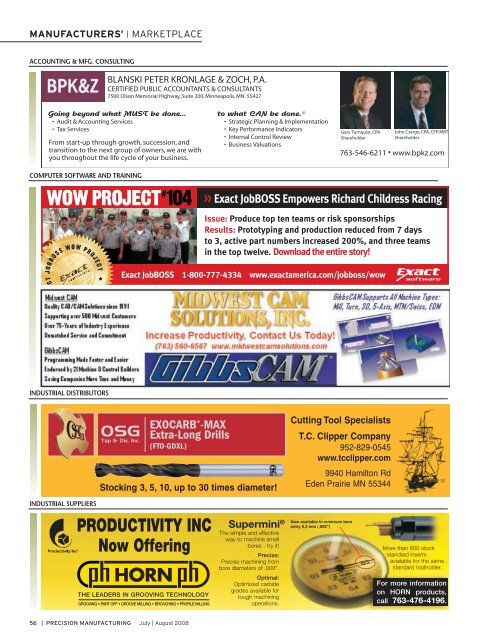 July / August - Minnesota Precision Manufacturing Association