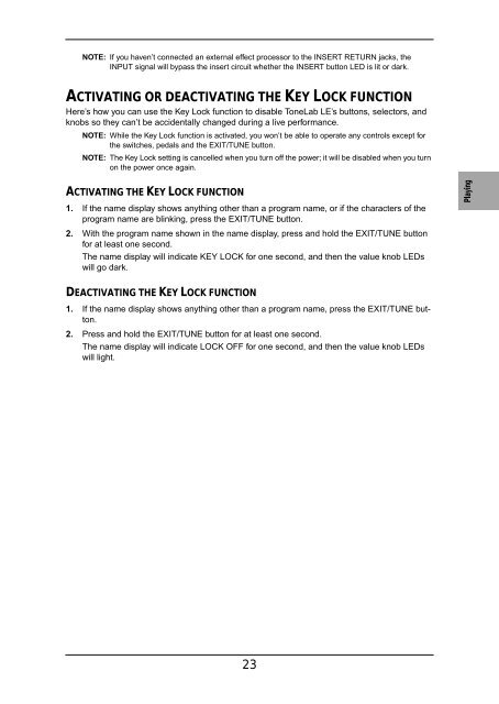 ToneLab LE's manual - Vox