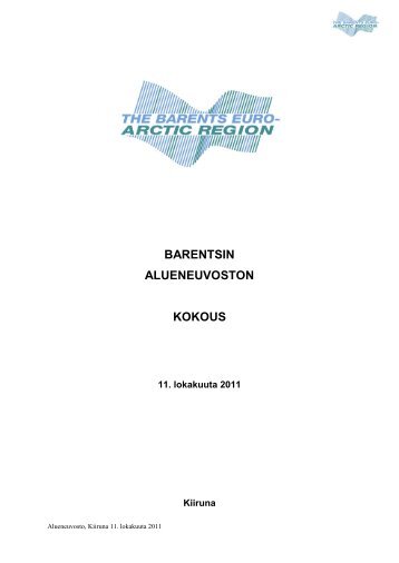 BARENTSIN ALUENEUVOSTON KOKOUS