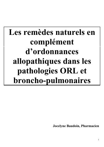 RemÃ¨des naturels et allopathie dans les pathologies ... - Hippocratus