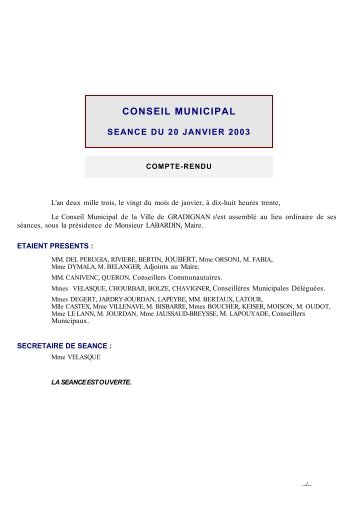 CONSEIL MUNICIPAL - Gradignan