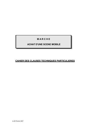 marche achat d'une scene mobile cahier des clauses ... - Gradignan