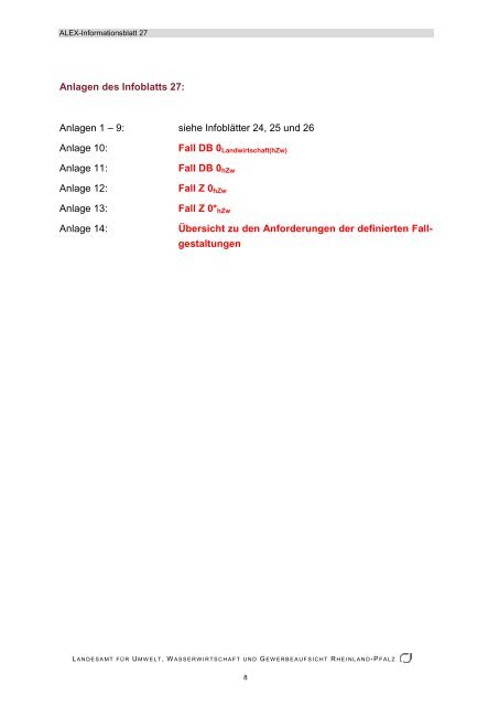 ALEX-Informationsblatt 27 - Ministerium für Umwelt, Landwirtschaft ...