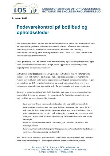 FÃ¸devarekontrol pÃ¥ botilbud og opholdssteder - Los