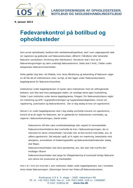 FÃ¸devarekontrol pÃ¥ botilbud og opholdssteder - Los