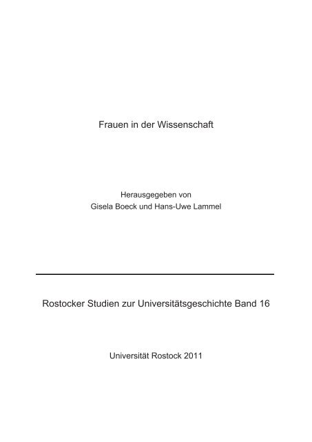 Frauen in der Wissenschaft - RosDok - Universität Rostock