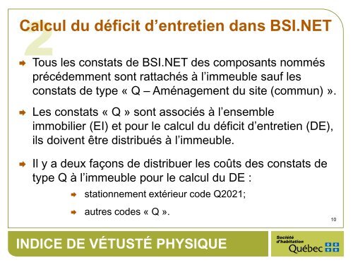 Indice de vÃ©tustÃ© physique - SociÃ©tÃ© d'habitation du QuÃ©bec