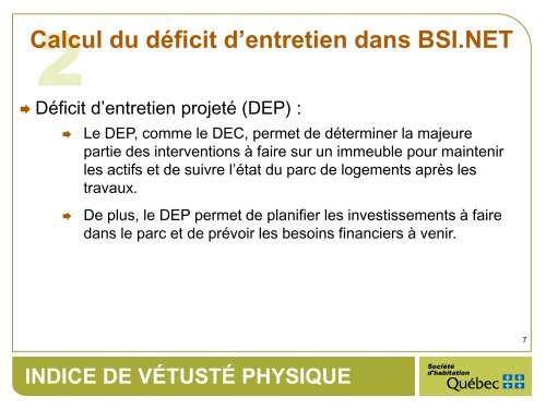 Indice de vÃ©tustÃ© physique - SociÃ©tÃ© d'habitation du QuÃ©bec