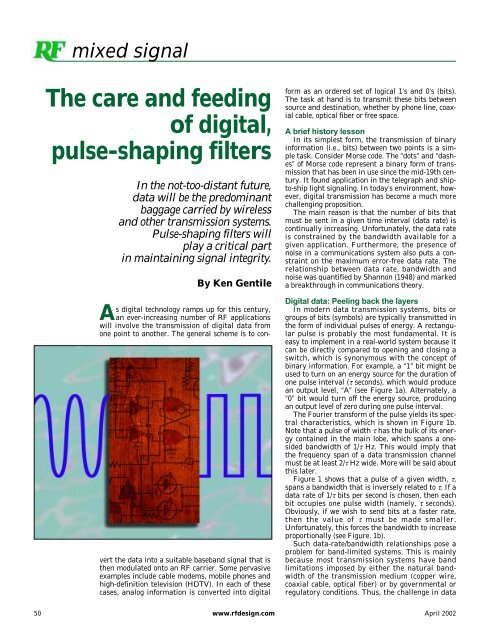 The care and feeding of digital, pulse-shaping ... - Nonstop Systems