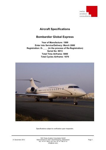 Download Specifications (PDF) - Swiss Aviation Consulting Group
