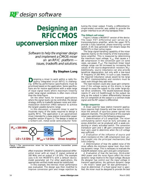 Designing an RFIC CMOS upconversion mixer - Mobile Dev & Design